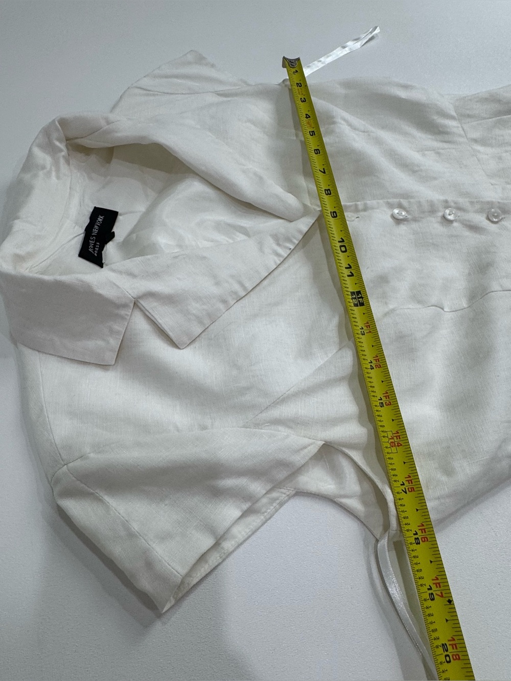 Jones New York White Linen Eyelet Shirt Dress Size 4 Button Front Midi - Picture 10 of 11